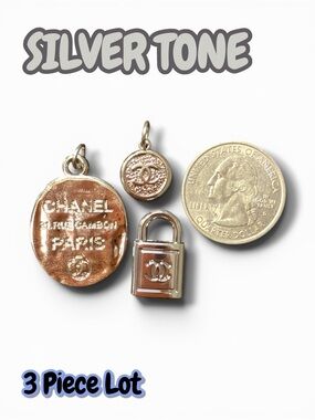 3 Piece Bundle Silver Tone CC Zipper Pull Charms